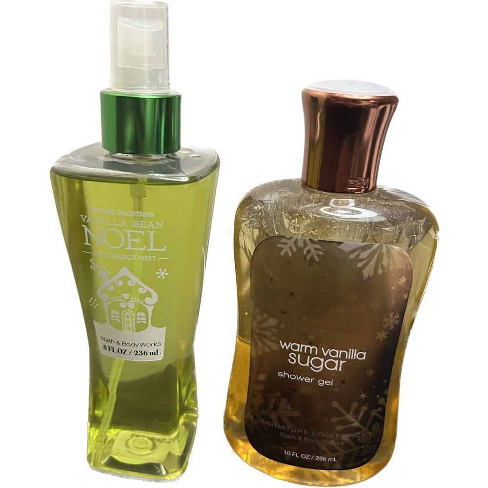 BATH & BODY WORKS VANILLA BEAN NOEL FRAGRANCE MIST SPRAY WARM SUGAR SHOWER GEL
